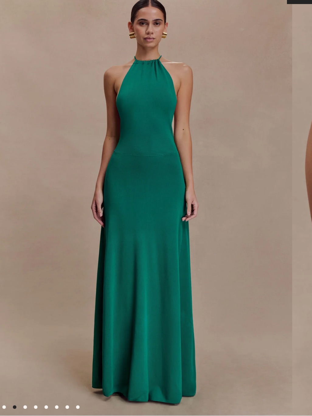 Meshki Elegant Emerald Halter Maxi Dress
